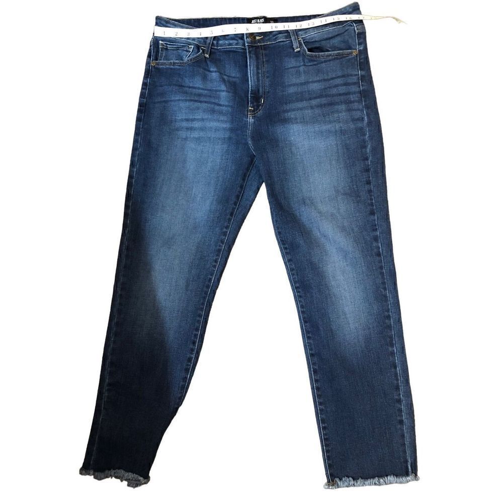 Black Label high rise medium wash frayed hem jeans